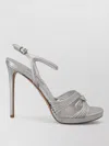 Prada Leather Sandals Ankle Strap Stiletto Heels In Gray
