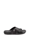 Prada Triangle Logo Criss-cross Sandals In Black  