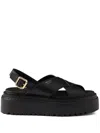 Prada Sandalen Aus Leder Mit Gekreuztem Band In Black