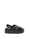 Prada Sandalen Aus Leder Mit Gekreuztem Band In Black  
