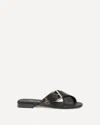 Prada Leather Crisscross Slides With Buckle Shoes In Black