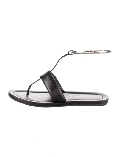Pre-owned Prada Leather Sandals In Black
