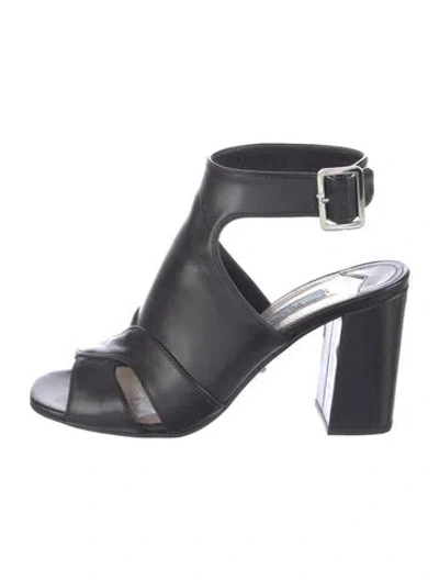 Pre-owned Prada Leather Sandals In Black