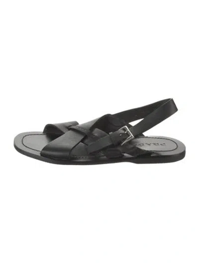 Pre-owned Prada Leather Sandals In Black