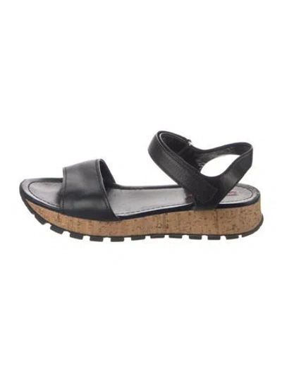 Pre-owned Prada Leather Sandals In Black