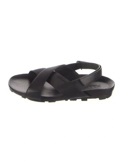 Pre-owned Prada Leather Sandals In Black