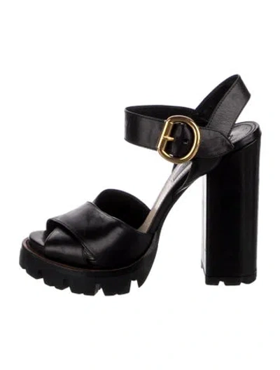 Pre-owned Prada Leather Sandals In Black