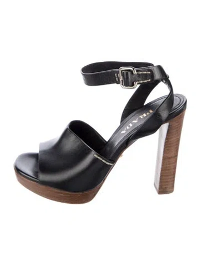 Pre-owned Prada Leather Sandals In Black
