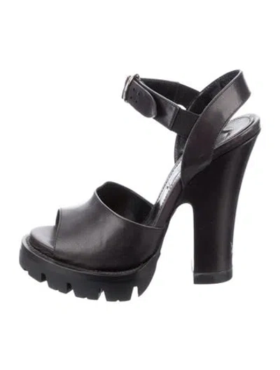 Pre-owned Prada Leather Sandals In Black