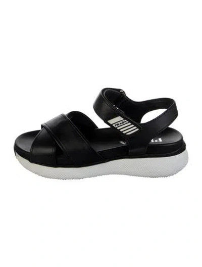 Pre-owned Prada Leather Sandals In Black