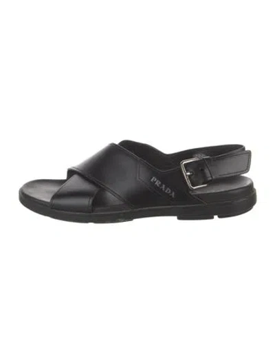 Pre-owned Prada Leather Sandals In Black