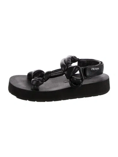 Pre-owned Prada Leather Sandals In Black
