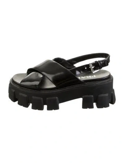 Pre-owned Prada Leather Sandals In Black