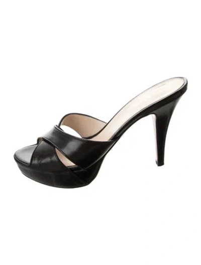 Pre-owned Prada Leather Sandals In Black