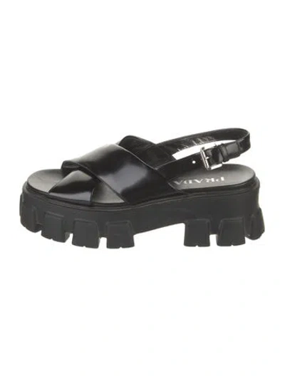Pre-owned Prada Leather Sandals In Black