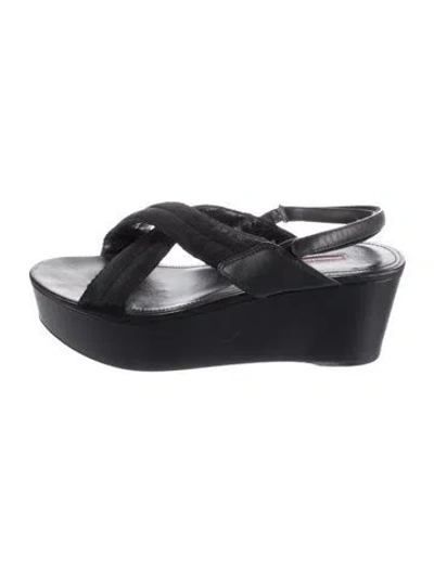 Pre-owned Prada Leather Sandals In Black