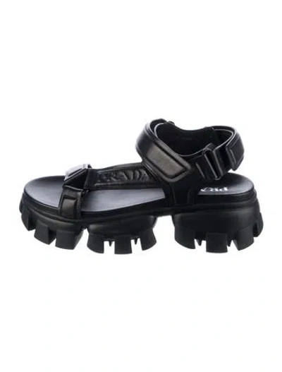 Pre-owned Prada Leather Sandals In Black