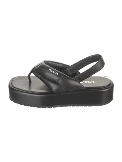 Pre-owned Prada Leather Sandals In Black