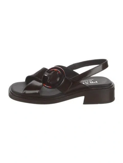 Pre-owned Prada Leather Sandals In Black