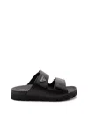 Prada Men Logo Plaque Leather Slides In Black