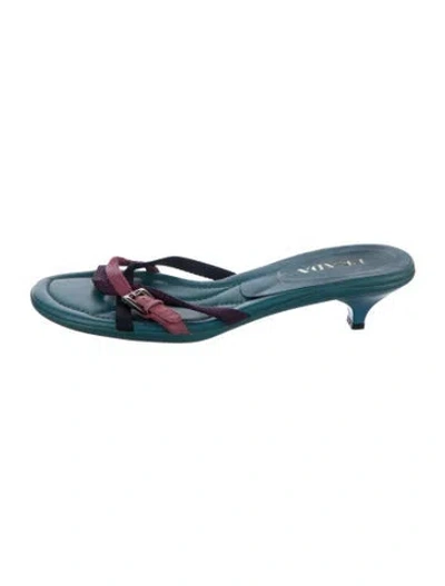 Pre-owned Prada Leather Sandals In Blue