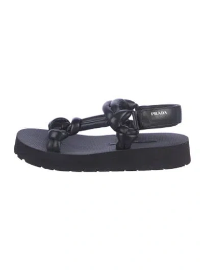 Pre-owned Prada Leather Sandals In Blue