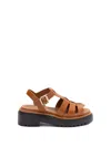 Prada Women Caramel Leather Sandals In Brown
