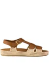 Prada Leather Sandals In Brown