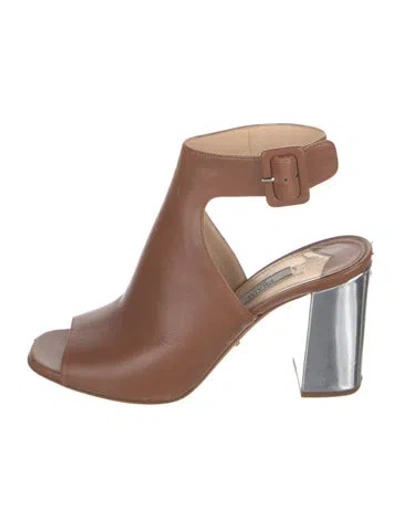 Pre-owned Prada Leather Sandals In Brown