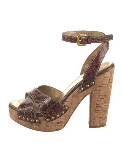 Pre-owned Prada Leather Sandals In Brown
