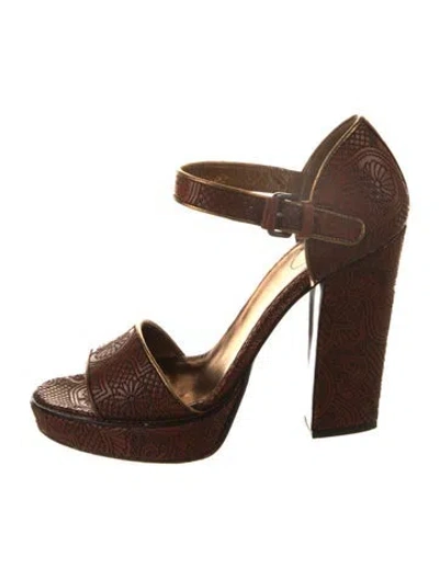 Pre-owned Prada Leather Sandals In Brown
