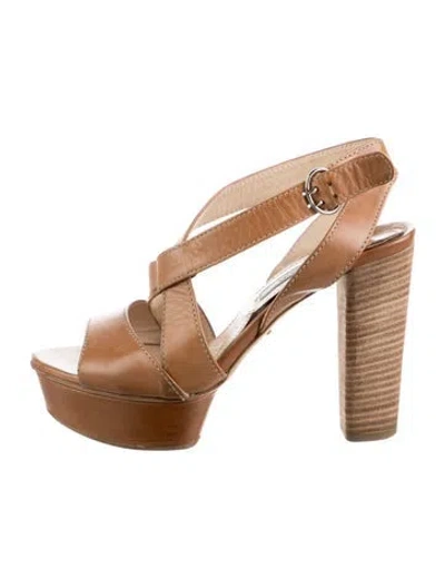 Pre-owned Prada Leather Sandals In Brown