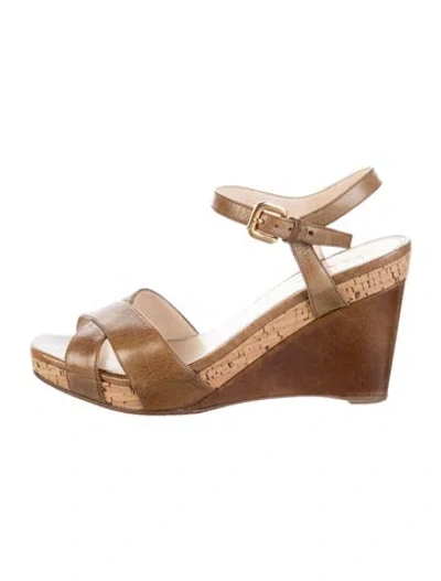 Pre-owned Prada Leather Sandals In Brown