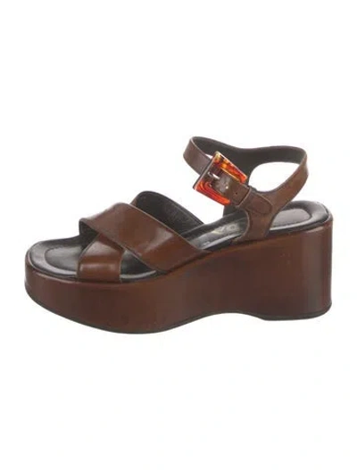 Pre-owned Prada Leather Sandals In Brown