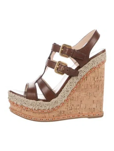 Pre-owned Prada Leather Sandals In Brown