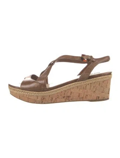 Pre-owned Prada Leather Sandals In Brown