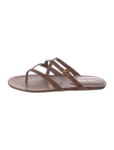 Pre-owned Prada Leather Sandals In Brown