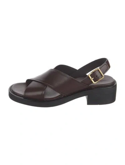 Pre-owned Prada Leather Sandals In Brown