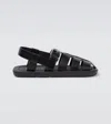Prada Interwoven Straps Leather Sandals In Nero