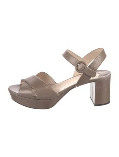 Pre-owned Prada Leather Sandals In Neutral