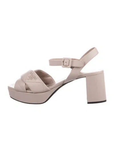 Pre-owned Prada Leather Sandals In Neutral