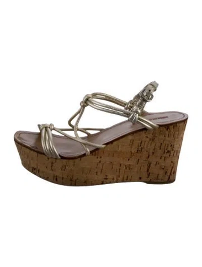 Pre-owned Prada Leather Sandals In Neutral