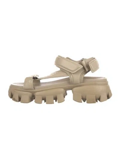 Pre-owned Prada Leather Sandals In Neutral
