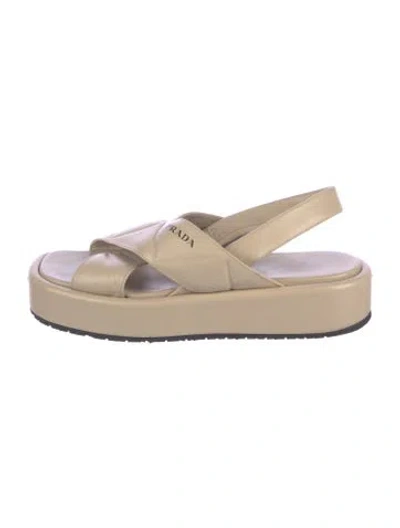 Pre-owned Prada Leather Sandals In Neutral