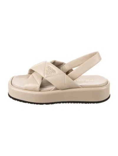 Pre-owned Prada Leather Sandals In Neutral