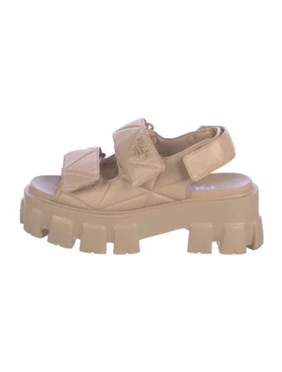 Pre-owned Prada Leather Sandals In Neutral