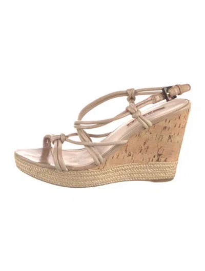 Pre-owned Prada Leather Sandals In Neutral