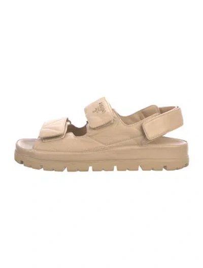 Pre-owned Prada Leather Sandals In Neutrals