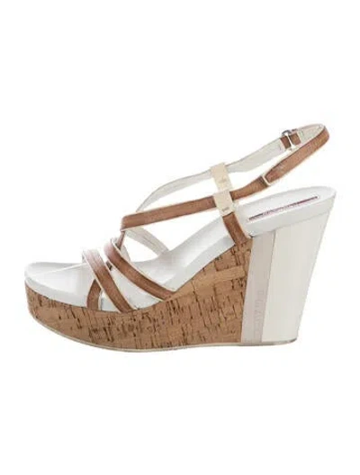 Pre-owned Prada Leather Sandals In Neutrals