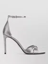 Prada 95mm Vernice Saffiano Metallic Leather Ankle-strap Sandals In Silver